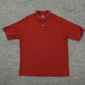 Tommy Bahama Polo Shirt Mens XLT Red Supima Cotton Blend Tall Short Sleeve Knit